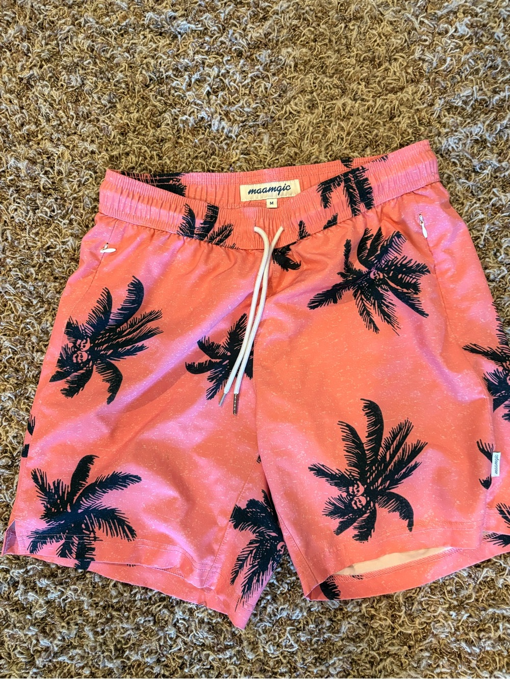 Maamgic Coral Palm-Print Hybrid Swim Shorts for Men